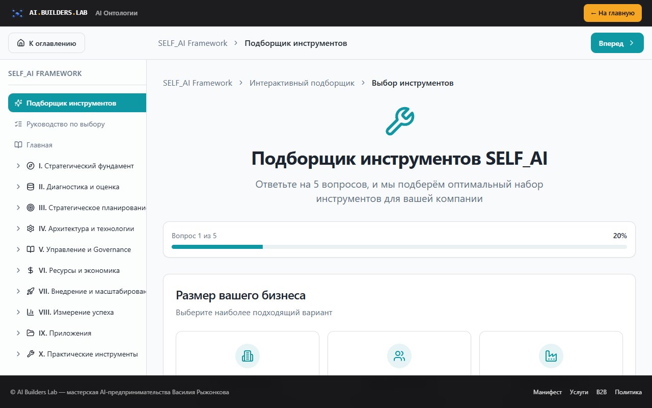 Подборщик инструментов SELF_AI: пять вопросов о компании вместо чтения всего гайда